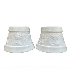 Pair of Wiinblad By Rosenthal Signed Porcelain Relief Candle Holders MCM